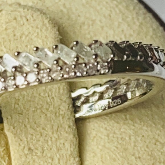 Natural Diamond 0.50 ctw Stackable Band Ring Platinum Over Sterling Silver Sz 9 - Picture 2 of 7